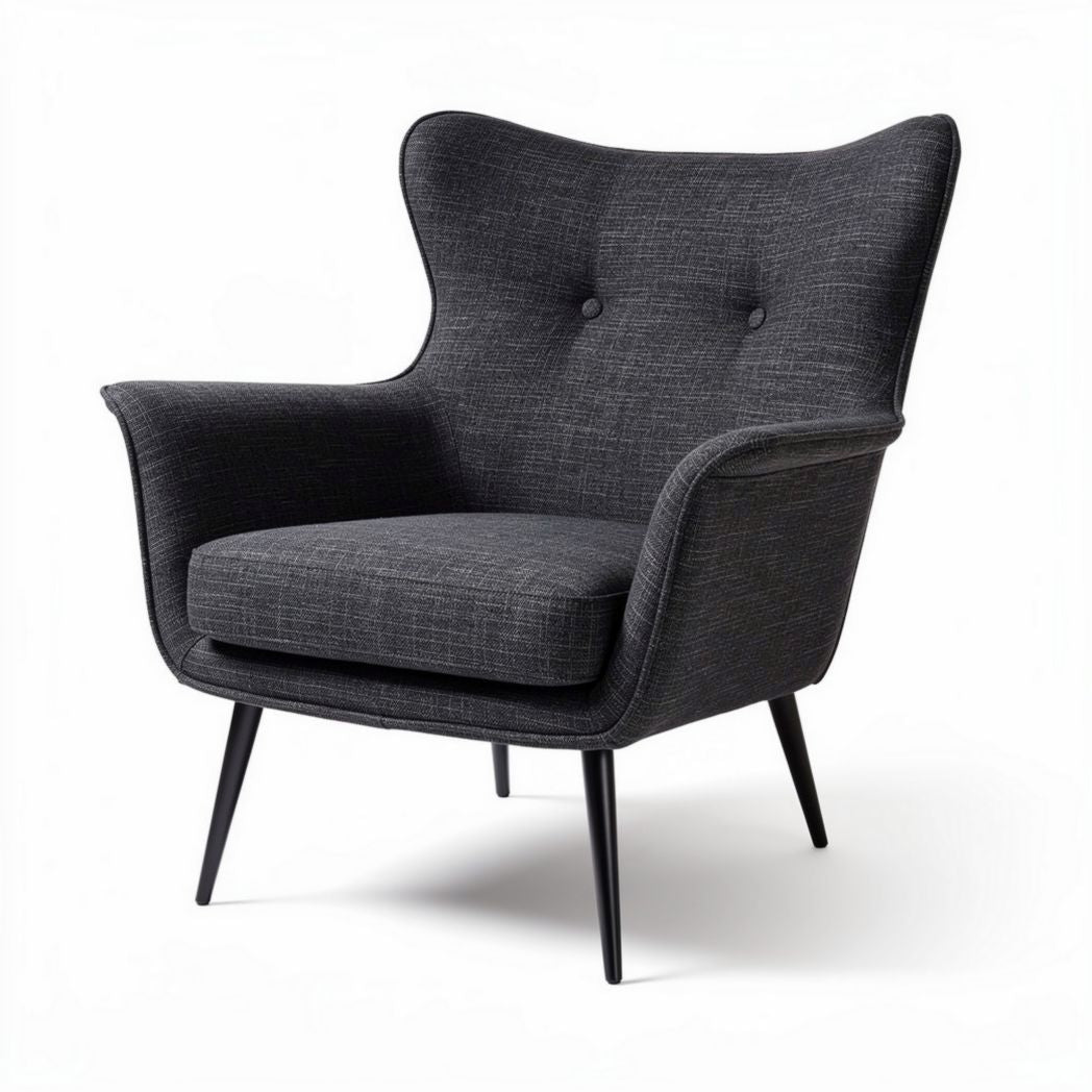Sillón moderno tapizado en tela gris con patas de metal 80 x 80 x 85cm