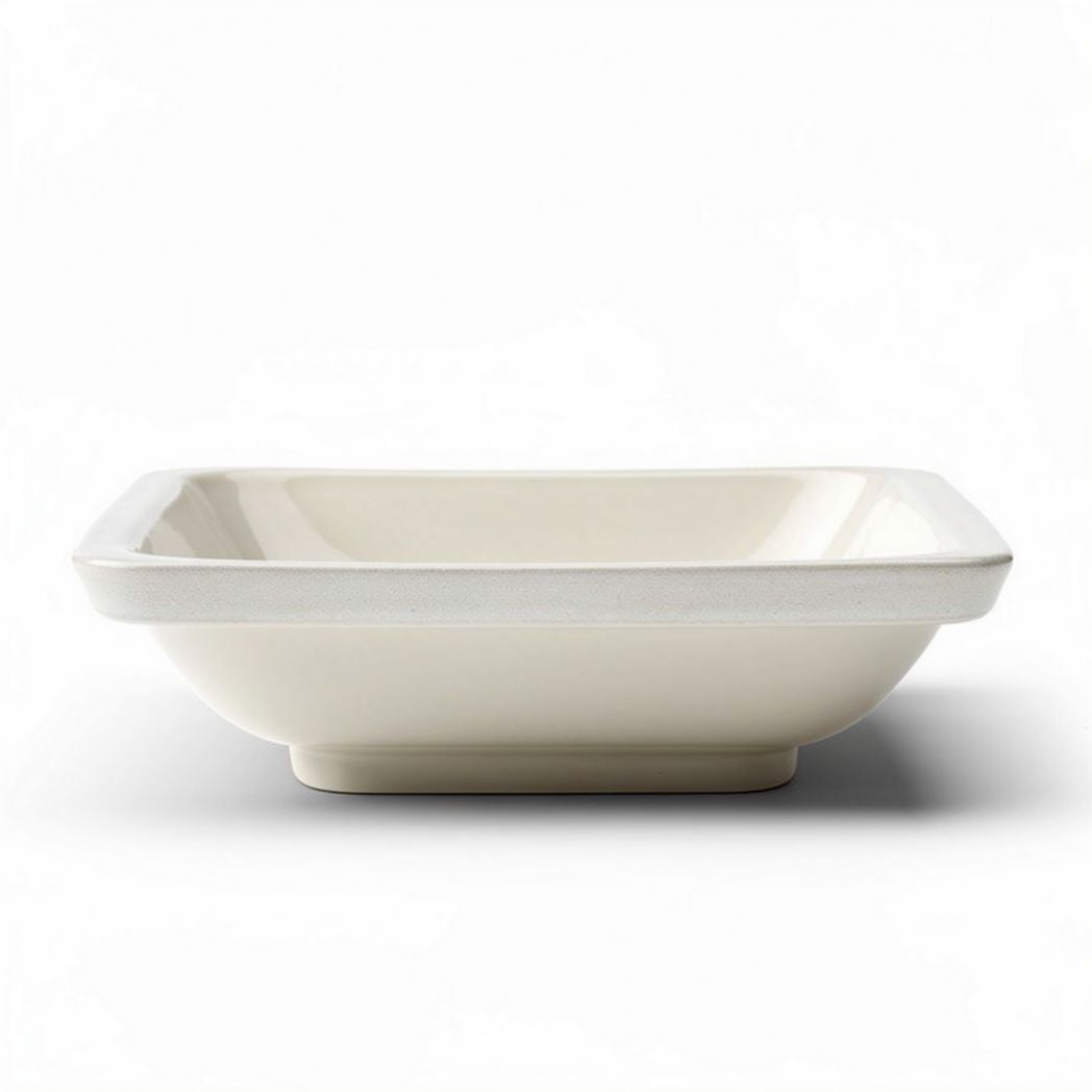 Plato rectangular de cerámica blanca 25 x 20 x 5cm para servir alimentos
