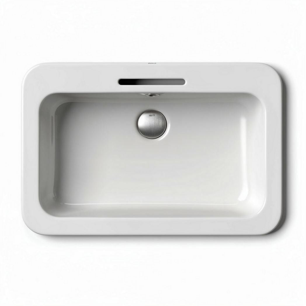 Fregadero rectangular de cerámica blanca 60 x 40 x 20cm con desagüe lateral