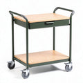 Carro de cocina con parte superior de madera y estructura metálica verde 80 x 50 x 85cm