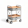 Carro de cocina con estructura metálica y superficie de madera 40 x 30 x 80cm