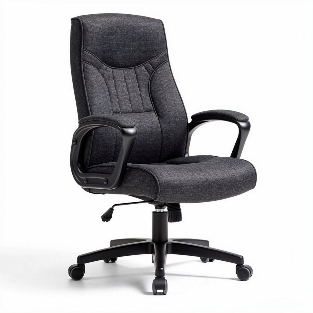 Silla de oficina ajustable en tela gris con ruedas 60 x 60 x 100cm