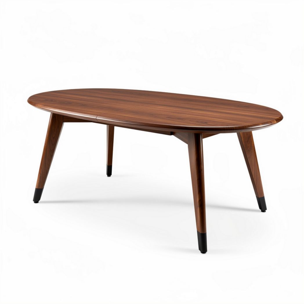 Mesa ovalada de madera de nogal para comedor 150 x 80 x 75cm