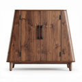 Armario de madera de nogal con puertas y estructura en forma trapezoidal 80 x 40 x 80cm